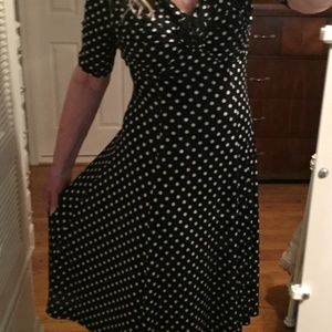 CHADWICKS OF BOSTON Black / White Polka Dot Dress